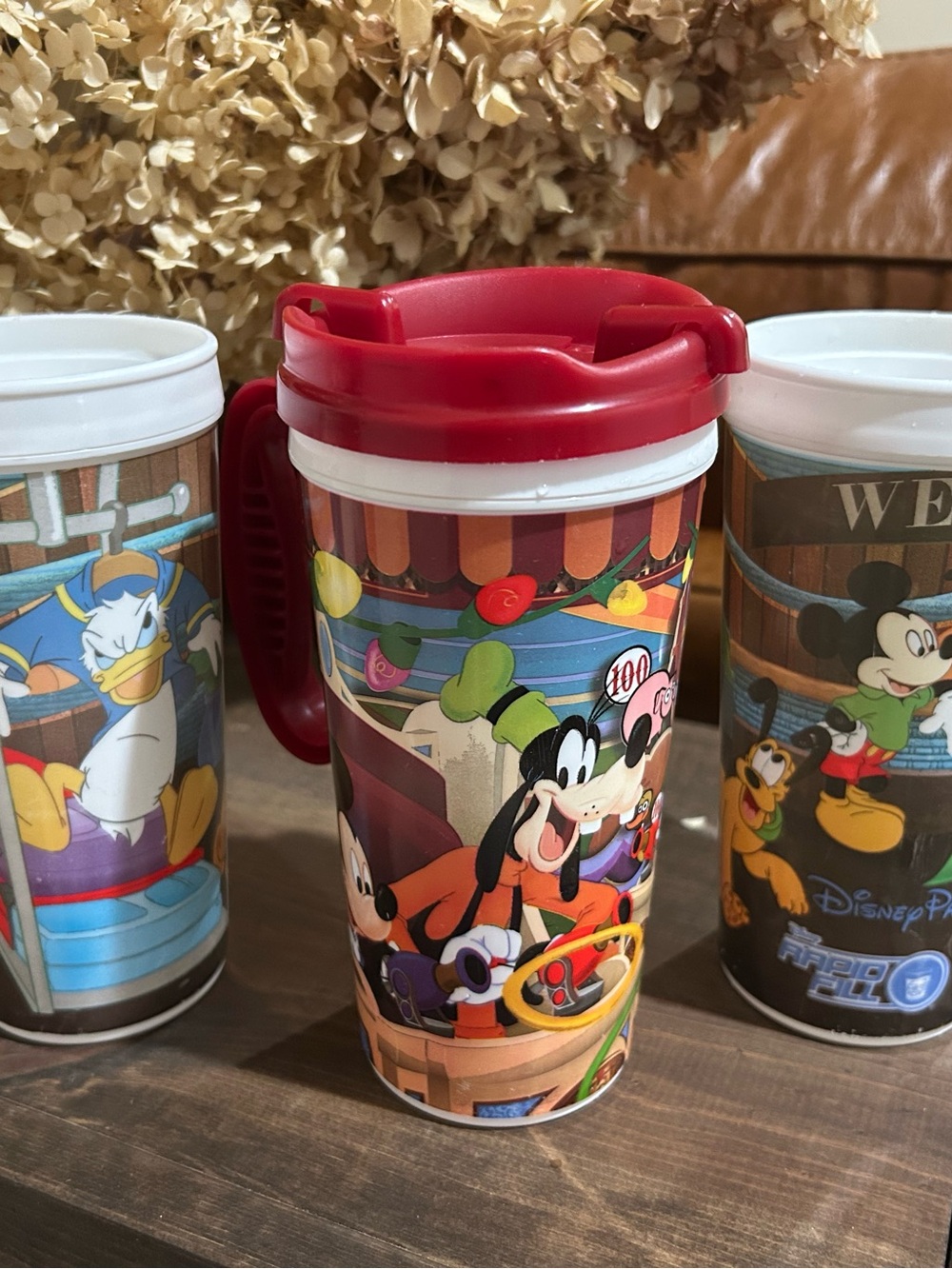 Disney Goofy Multicolor Travel Mug with Red Lid, blue & green (no lid)